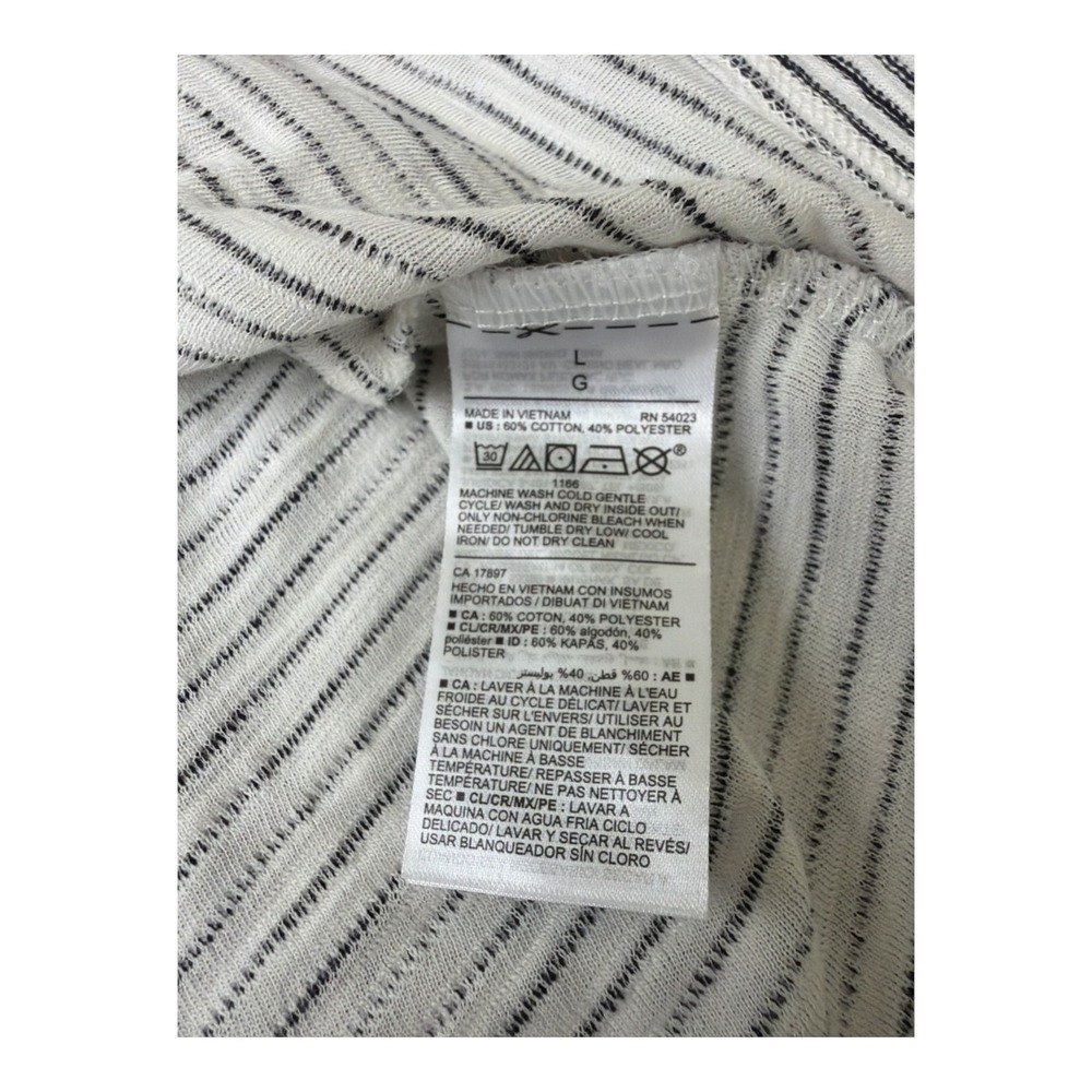 Old Navy White Black Stripe Short Sleeve Crew Neck Top Womens Size L - Picture 4 of 5
